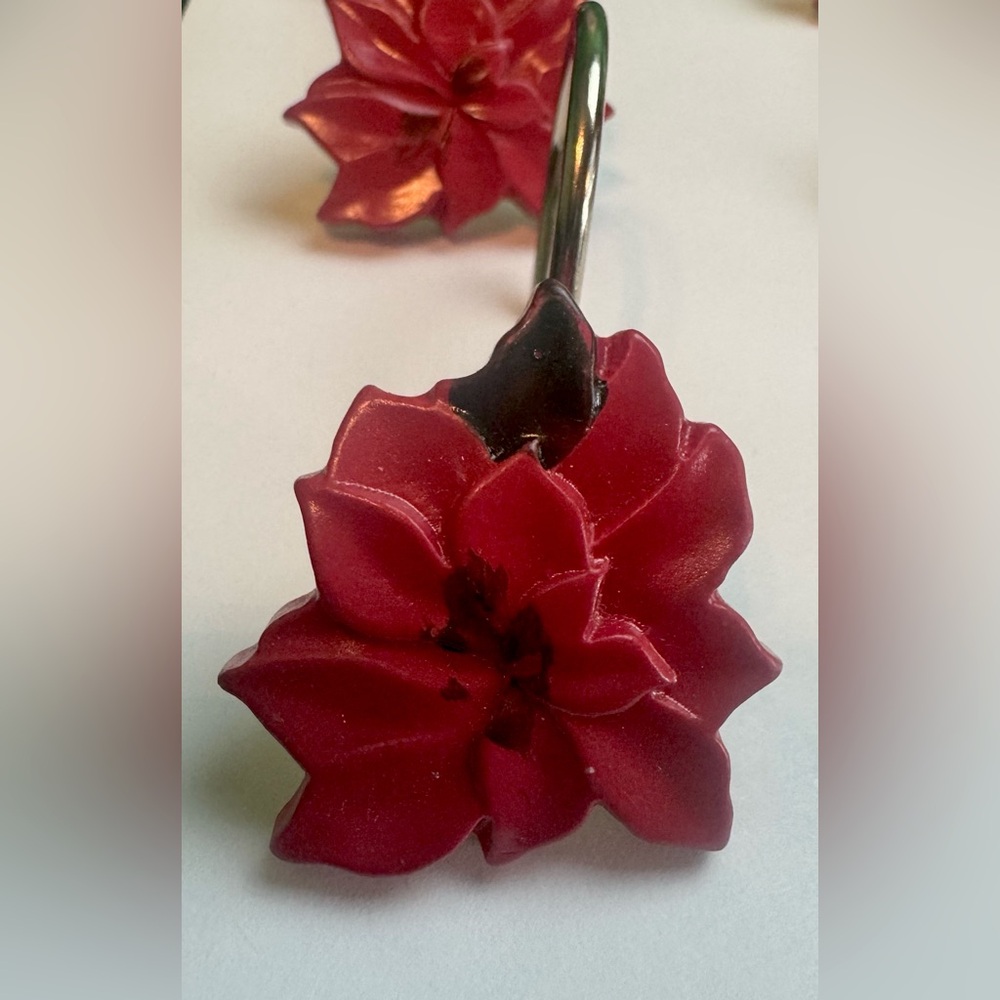 Leaf Shower Curtain Red Hooks